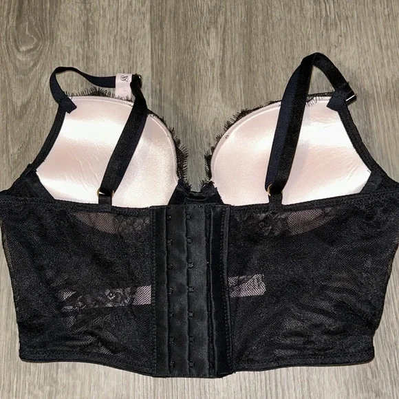Victoria secret rose lace grommets push up corset top